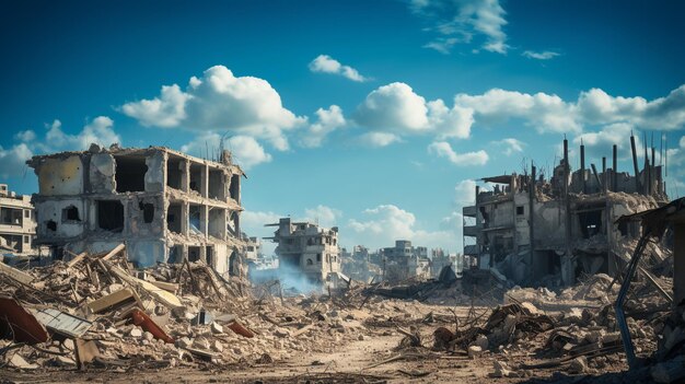 zerstörte Stadt HD 8K Tapeten Stock Fotografische