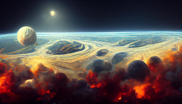 Zerstörung von Planeten Konzept Kunst Illustration Hintergrundbild