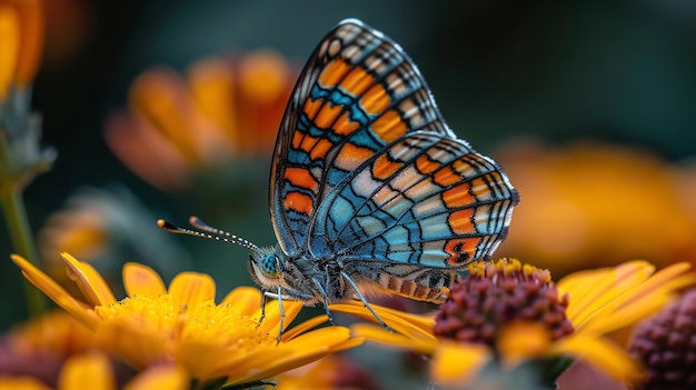 Zerynthia ruminal a borboleta colorida empoleirada em uma flor amarela Generative Ai