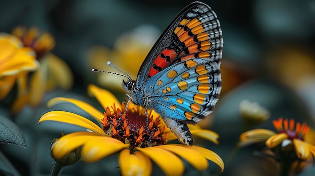 Zerynthia ruminal a borboleta colorida empoleirada em uma flor amarela Generative Ai