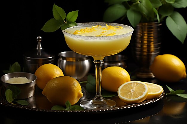 Zesty Indulgencia Meyer Martini con gotas de limón