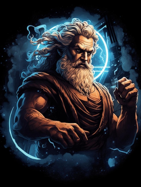 Zeus dios del trueno para el vector de impresión