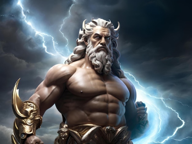 Zeus em três dimensões com um olhar de desaprovação