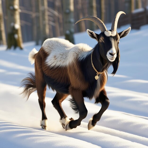 Ziegen laufen auf der Hintergrundstrecke Wüstennatur Wildtiere und Schnee