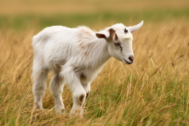 Ziegen weiden auf einem grasbewachsenen Feld