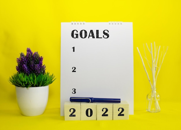 Ziel- und Checkliste zu Beginn des Jahres 2022 und Plan, das Erreichen des Ziels mit einem Kopierbereich zu erinnern