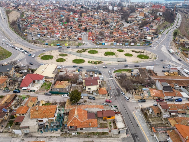 Zigeuner-Slum-Viertel von Maksuda in Varna Bulgarien Luftbild