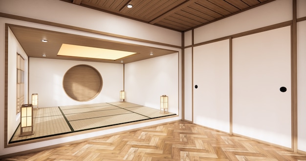 Zimmer mit Glaswandgestaltung im japanischen Stil