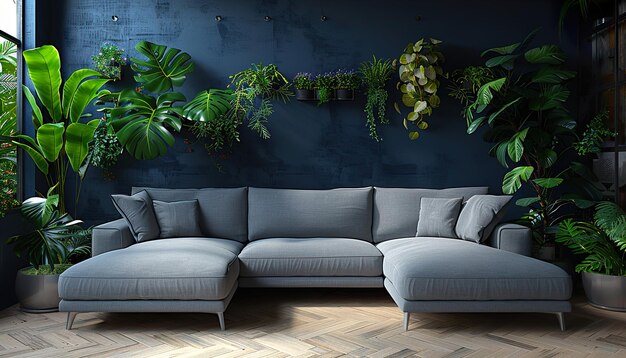 Foto zimmer mit grauem sofa uhd-wandpapier