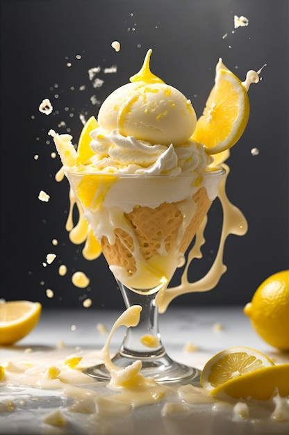 Zitronen-Eis mit Zitronenspritz