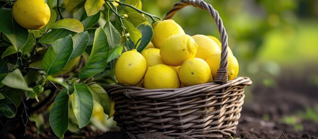Zitronen in einem Gartenkorb