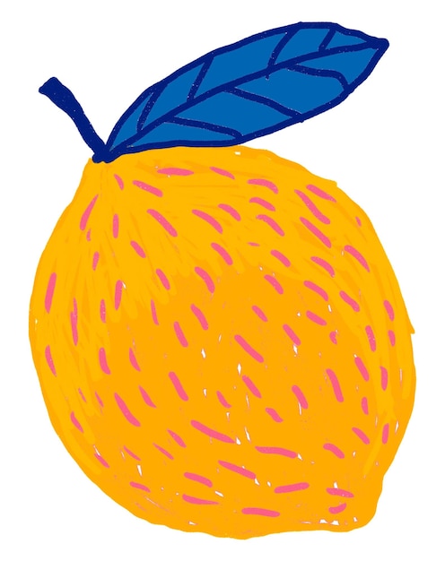 Zitronen-PNG-Frucht-Droodle-Aufkleber