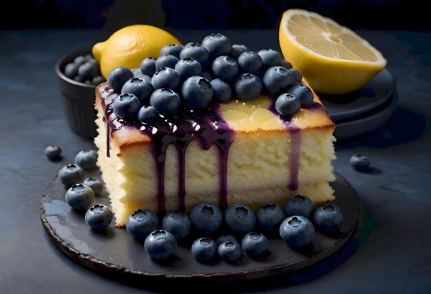 Zitronenkuchen mit Blaubeeren