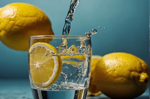 Zitronensaft wird einem Glas kohlensäurehaltigem Wasser zugesetzt