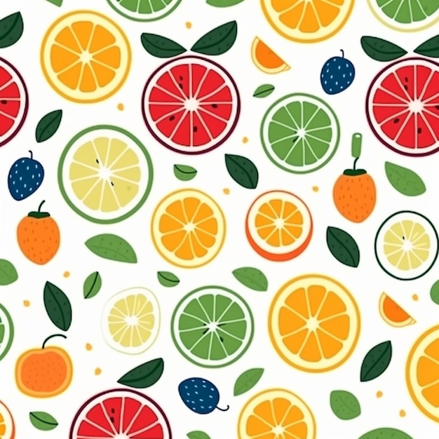 Zitrusnahtloses Muster mit Orangen, Zitronen, Grapefruits und Limette
