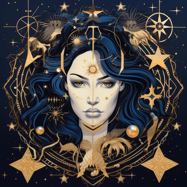 zodiaco astrología arte mandala brújula metal astrología signo plano vector fondo azulejo