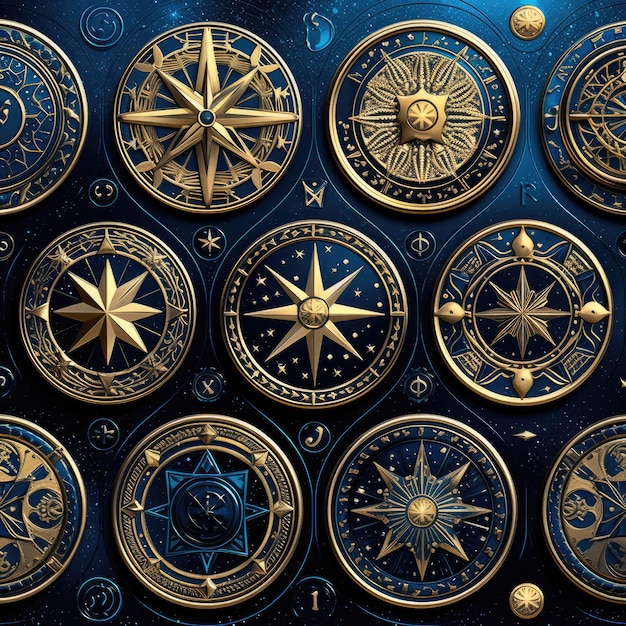 zodíaco astrologia arte mandala bússola metal astrologia sinal azulejo de fundo vetorial plano