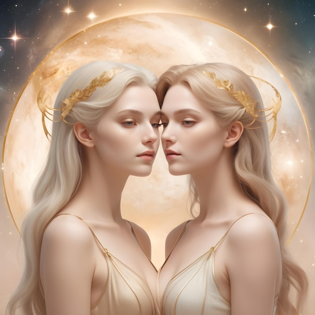 Zodiakzeichen Zwillinge zwei schöne Frauen