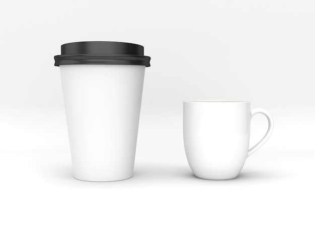 Zombaria vazia acima do copo de café no fundo branco.