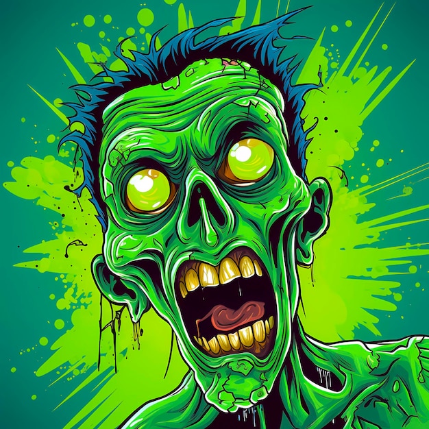 Zombie-Comic-Figur Avatar der Untoten Generative KI