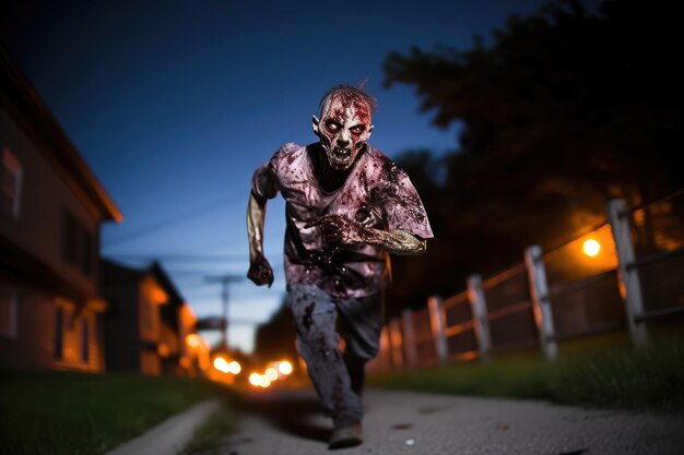 Foto zombie corriendo hacia el espectador