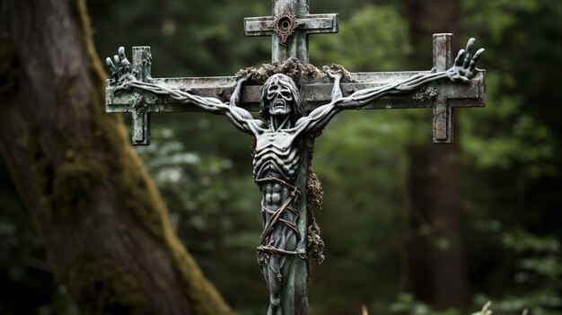 Foto zombie-hand-friedhofskreuz