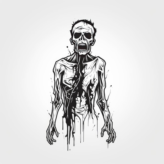 Zombie-Logo schwarz-weiß KI-generiertes Bild