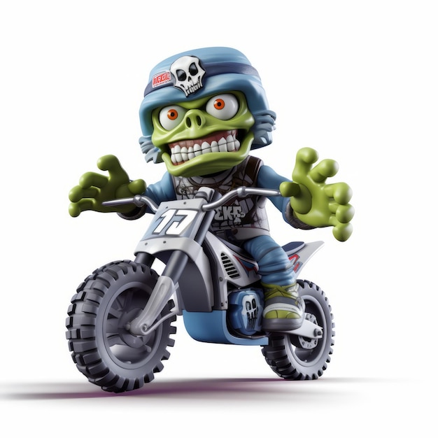 Zombie Motorcycle Monster Jogos para Crianças Set Ilustrações de desenhos animados brincalhões