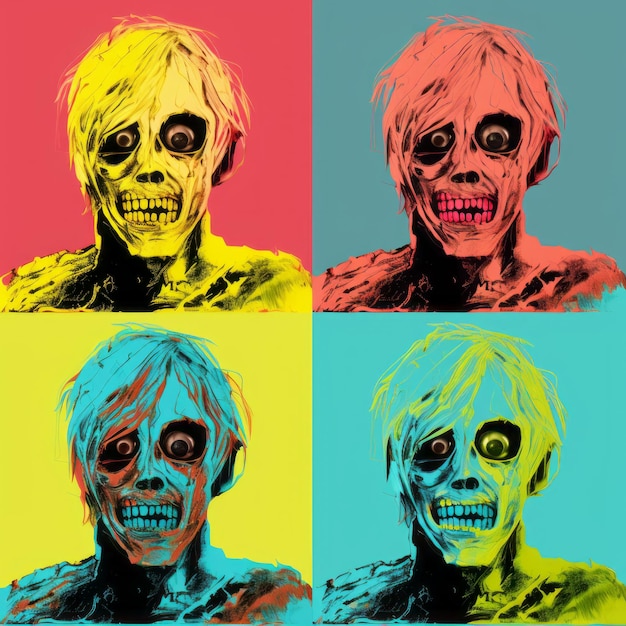 Zombie-Pop-Art-Kandidaten von berühmten Figuren im Andy Warhol-Stil