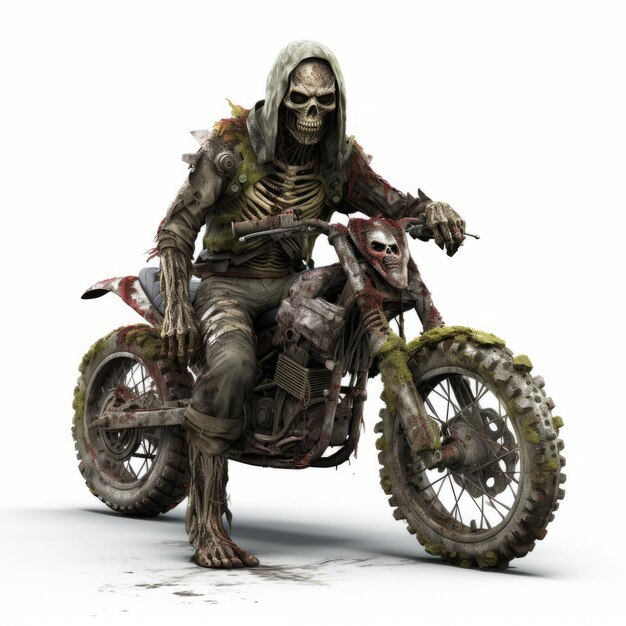 Foto zombie rider una representación fotorrealista de una aventura en motocicleta