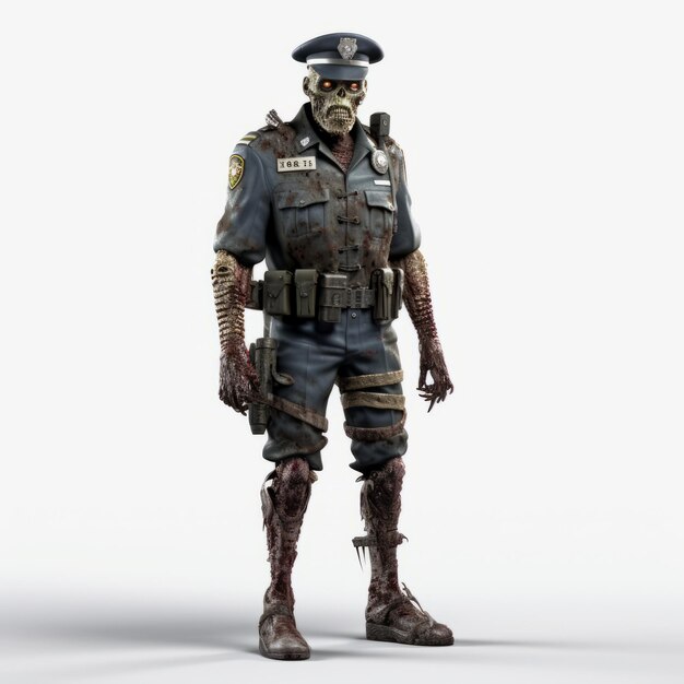 Zombie Sergeant mit geringer Auflösung 3D Vollkörper Polizist