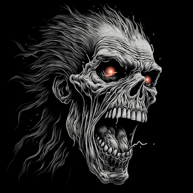 Zombie-Tattoo-Illustration mit dem Kopf eines Untoten