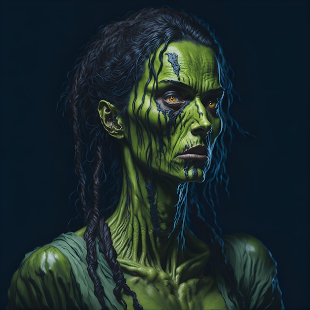 Zombiefrau Realistische Malerei Bild Generative KI