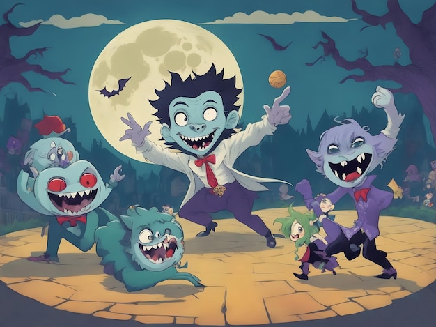 Foto los zombies monstruosos de halloween se están divirtiendo