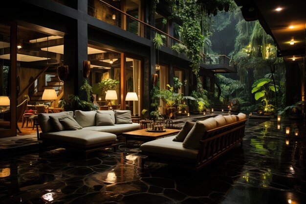 zona de descanso en el hotel de Bali