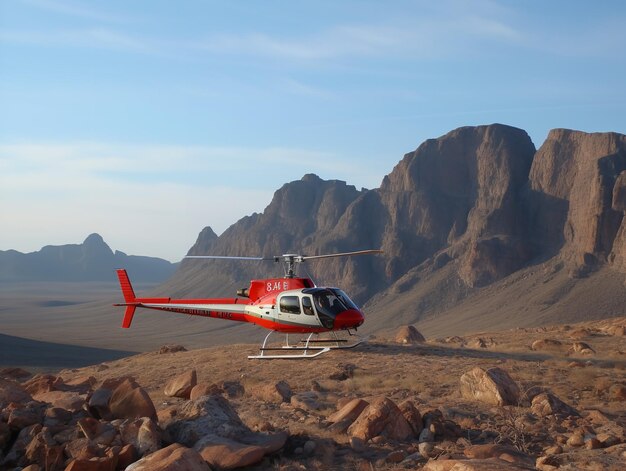 Zona robusta de pouso de helicóptero nas montanhas