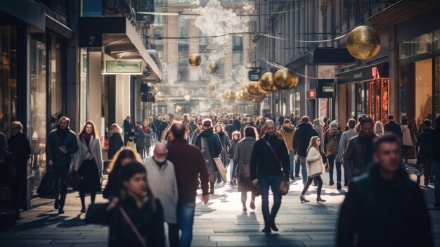 Zonas urbanas con gente ocupada durante el medio del día