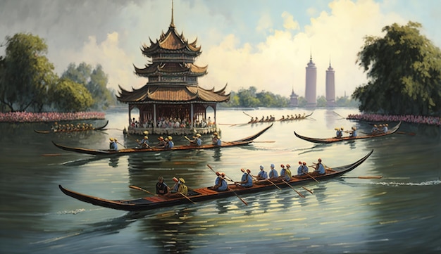 Zongzi-Reisknödel für das traditionelle chinesische Drachenbootfest Duanwu-Fest AI generiert