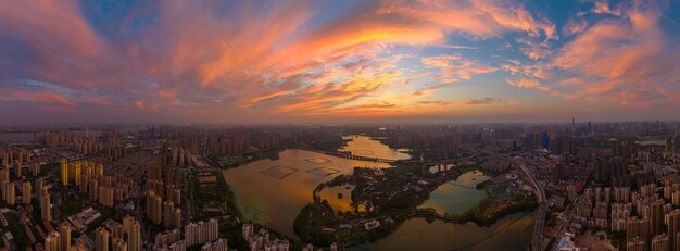 Foto el zoológico de wuhan y el paisaje del lago mo shui