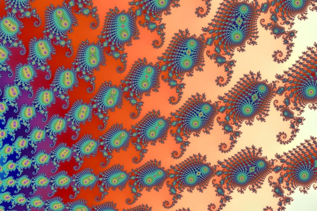 Foto zoom colorido en el fractal matemático infinito del conjunto de mandelbrot