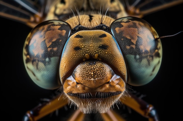 Zoom textura libélula olhos rosto microfotografia