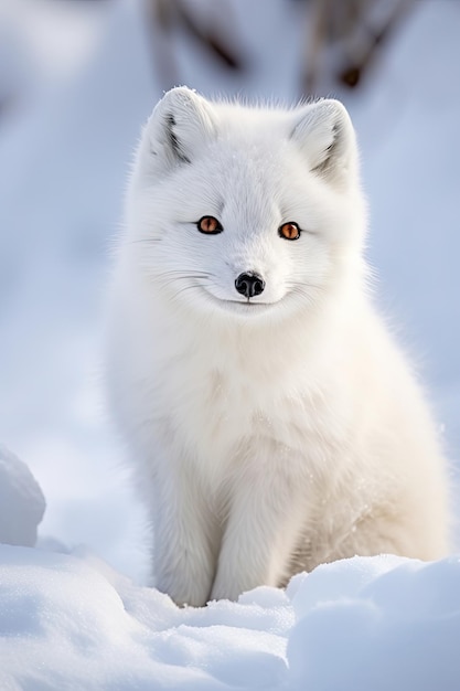 Un zorro blanco en la nieve.