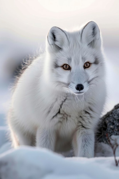 El zorro centinela del Ártico en la tundra