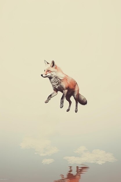 Foto un zorro con una cola a rayas está en el cielo