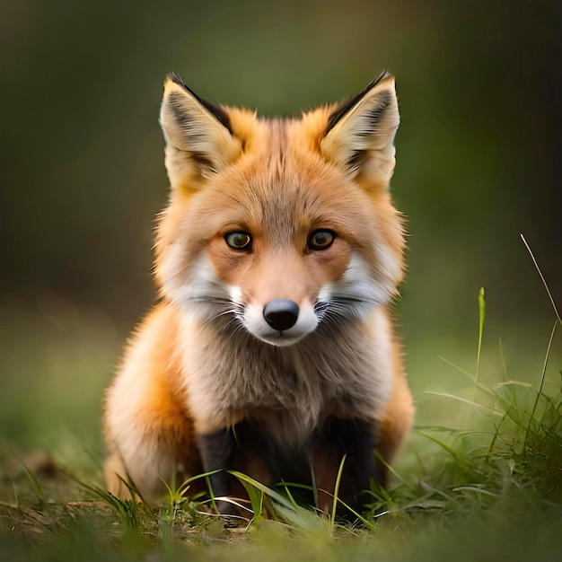 Zorro rojo joven en el fondo de la naturaleza