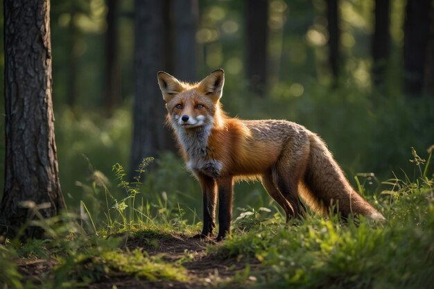 zorro rojo zorros en el bosque de verano