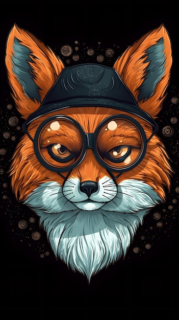 Un zorro con sombrero y gafas.