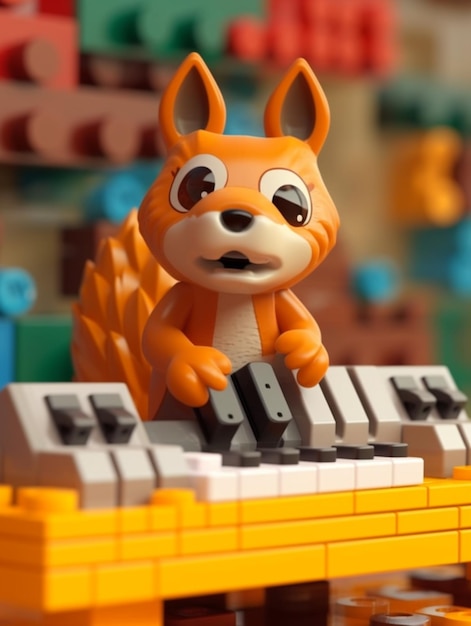 Un zorro tocando un teclado con un zorro encima.
