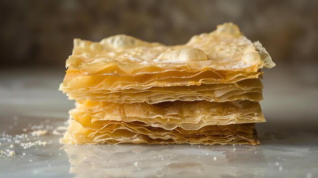 Foto zu hause hergestellte puffcake-blätter, die bereit zum backen aufstapelt sind