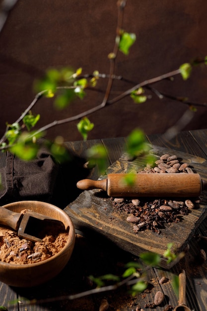 Zubereitung von Kakaobohnen zum Zerkleinern und für aromatische Getränke